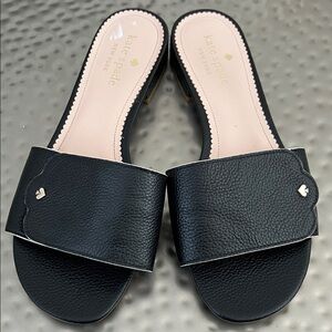 kate spade Black Leather Slide Sandals - Size 8
